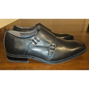 La Milano Patina Collection Black Double Buckle Leather Men's‎ Shoes Size 8